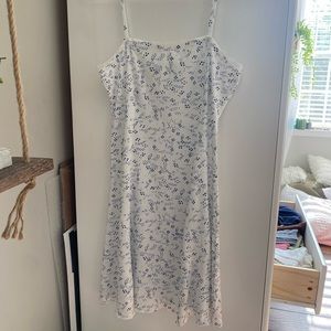 blue & white floral slip dress